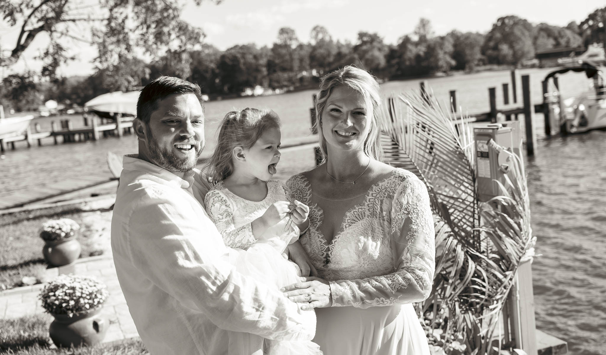 The couple seeing each other for the first time that day — backyard wedding in Annapolis, Maryland