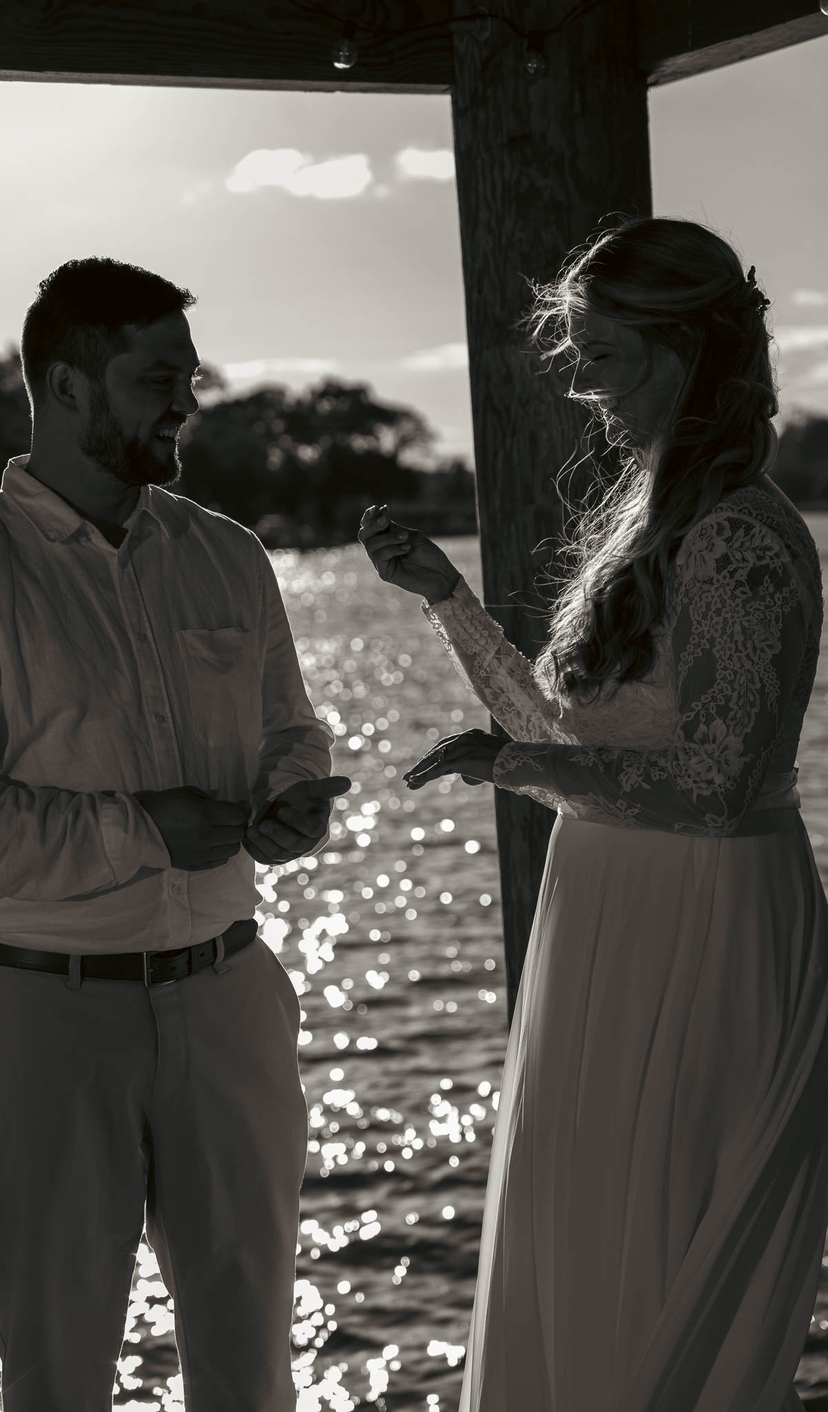 Vows on the dock with the creek on three sides — backyard wedding in Annapolis, Maryland