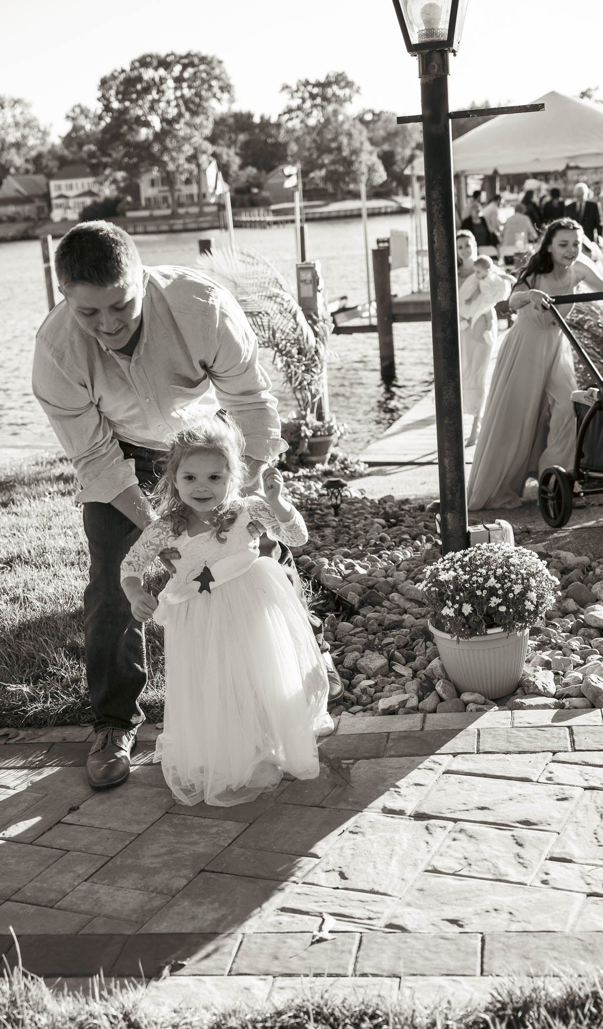 Hugs and congratulations in the backyard — backyard wedding in Annapolis, Maryland