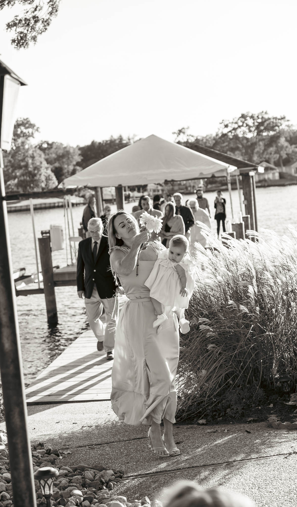 Guests gathered on the lawn after the vows — backyard wedding in Annapolis, Maryland