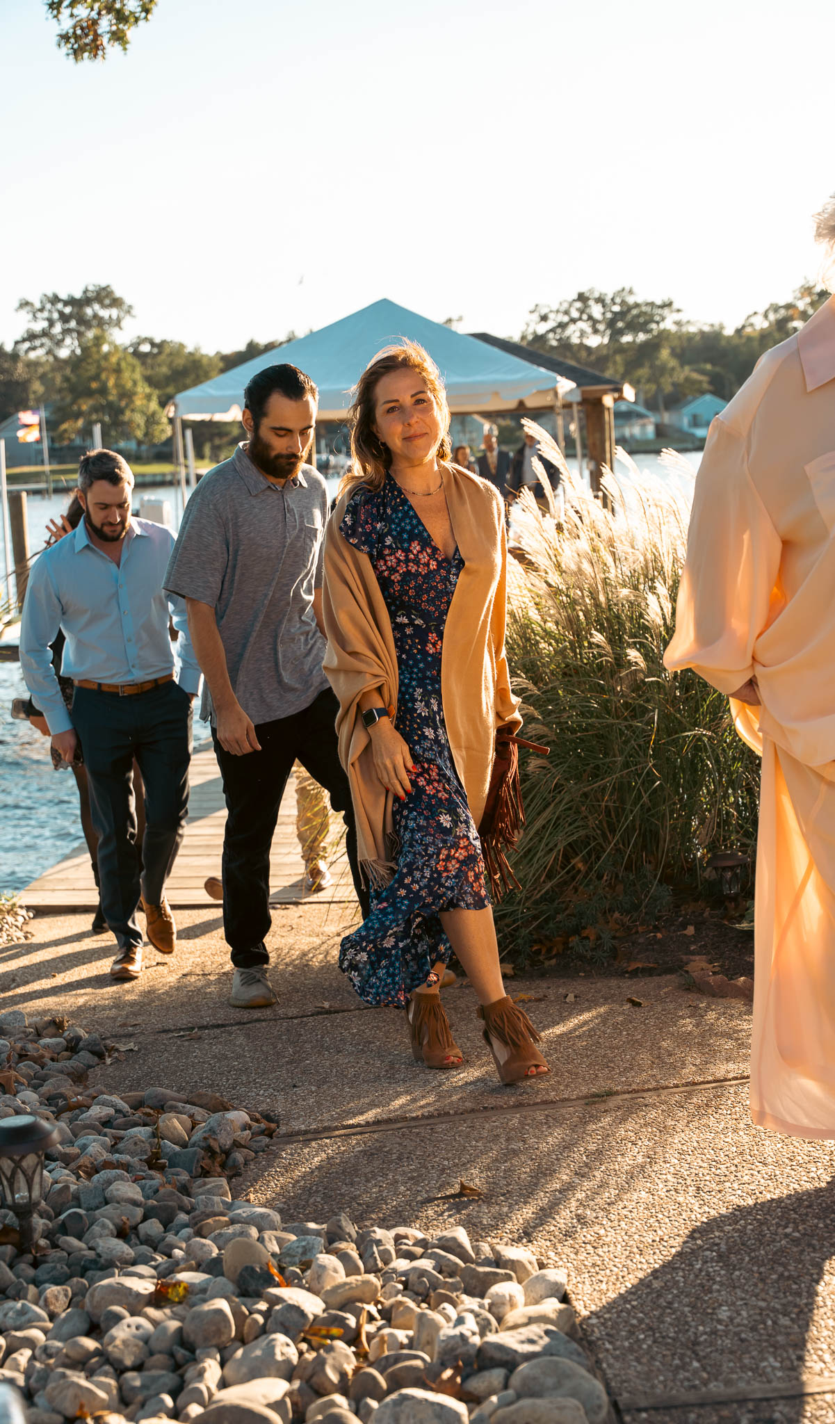 Toasting the newlyweds in the backyard — backyard wedding in Annapolis, Maryland