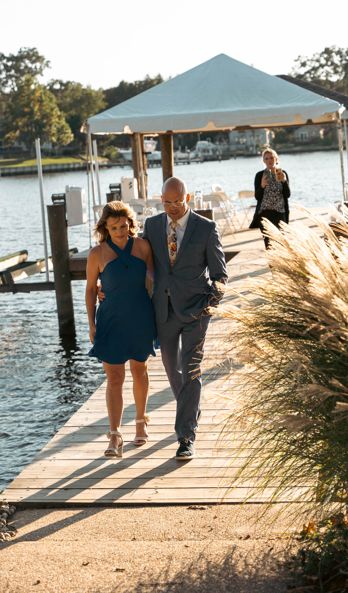 Toasting the newlyweds in the backyard — backyard wedding in Annapolis, Maryland