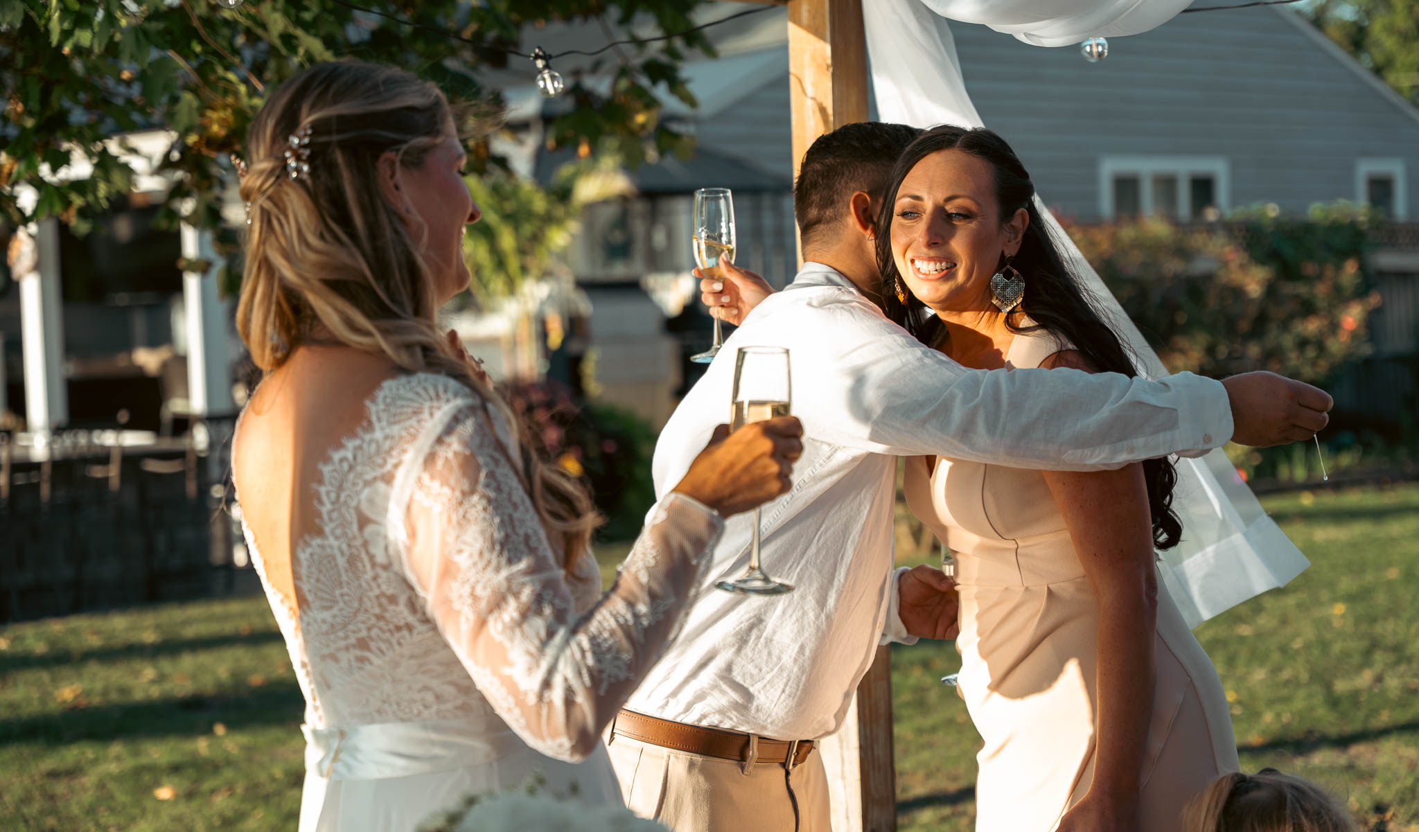 Guests gathered on the lawn after the vows — backyard wedding in Annapolis, Maryland