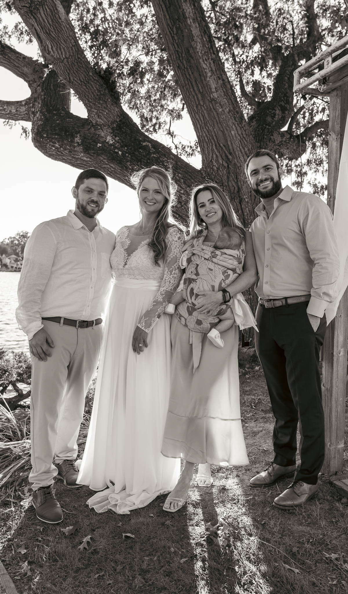 Portraits with family and friends in the yard — backyard wedding in Annapolis, Maryland