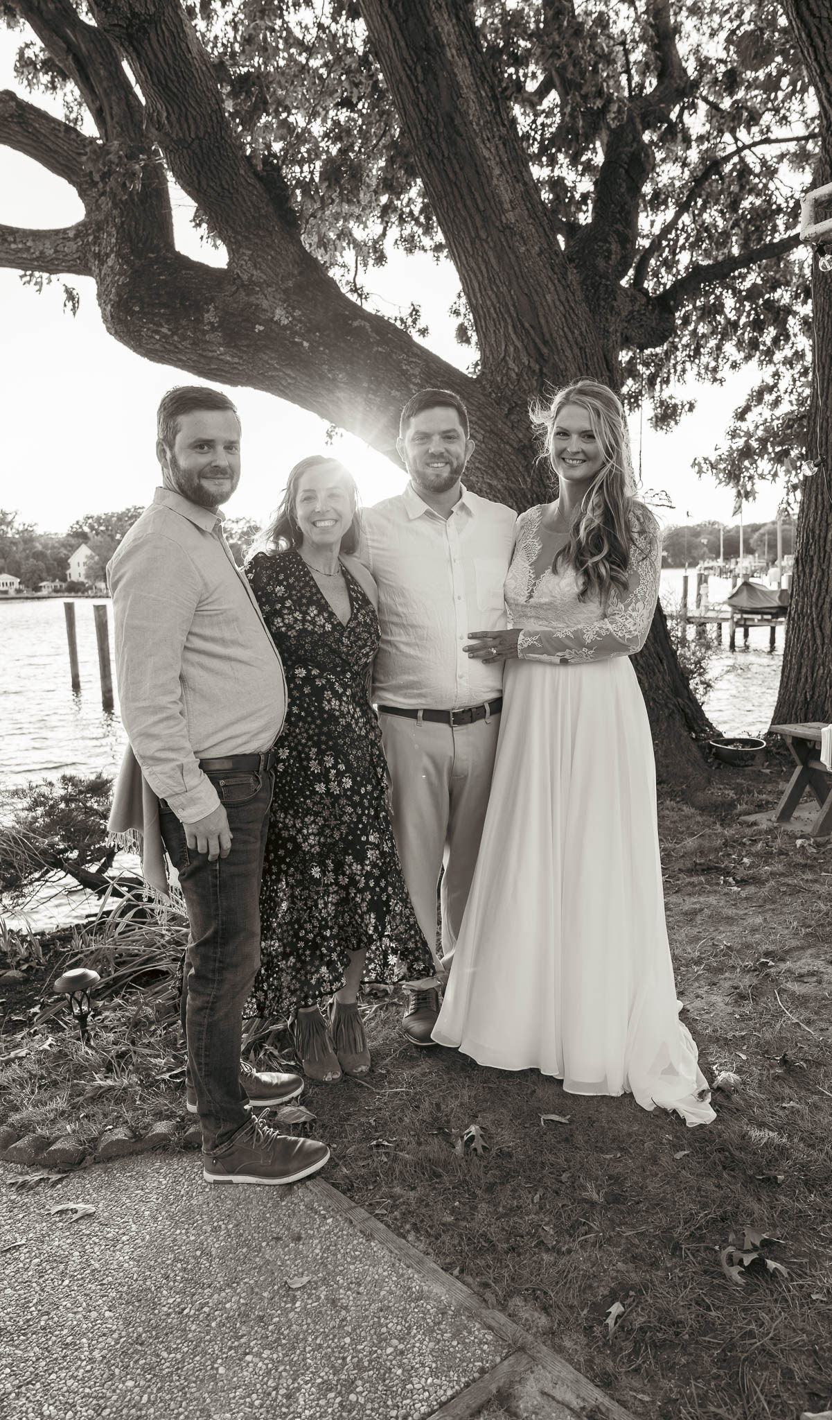 Portraits with family and friends in the yard — backyard wedding in Annapolis, Maryland