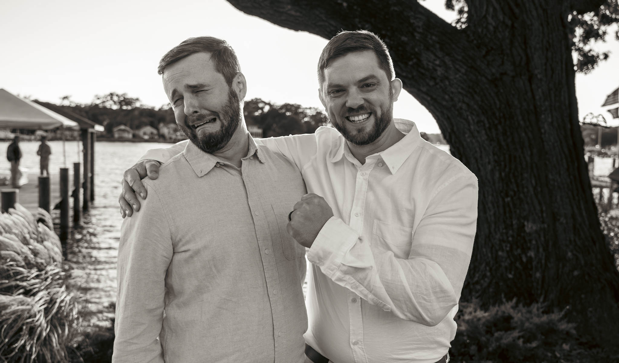 Portraits with family and friends in the yard — backyard wedding in Annapolis, Maryland