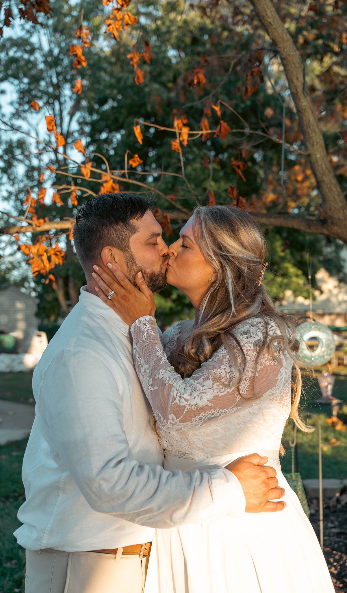 Rings and hands photographed in the golden light — backyard wedding in Annapolis, Maryland