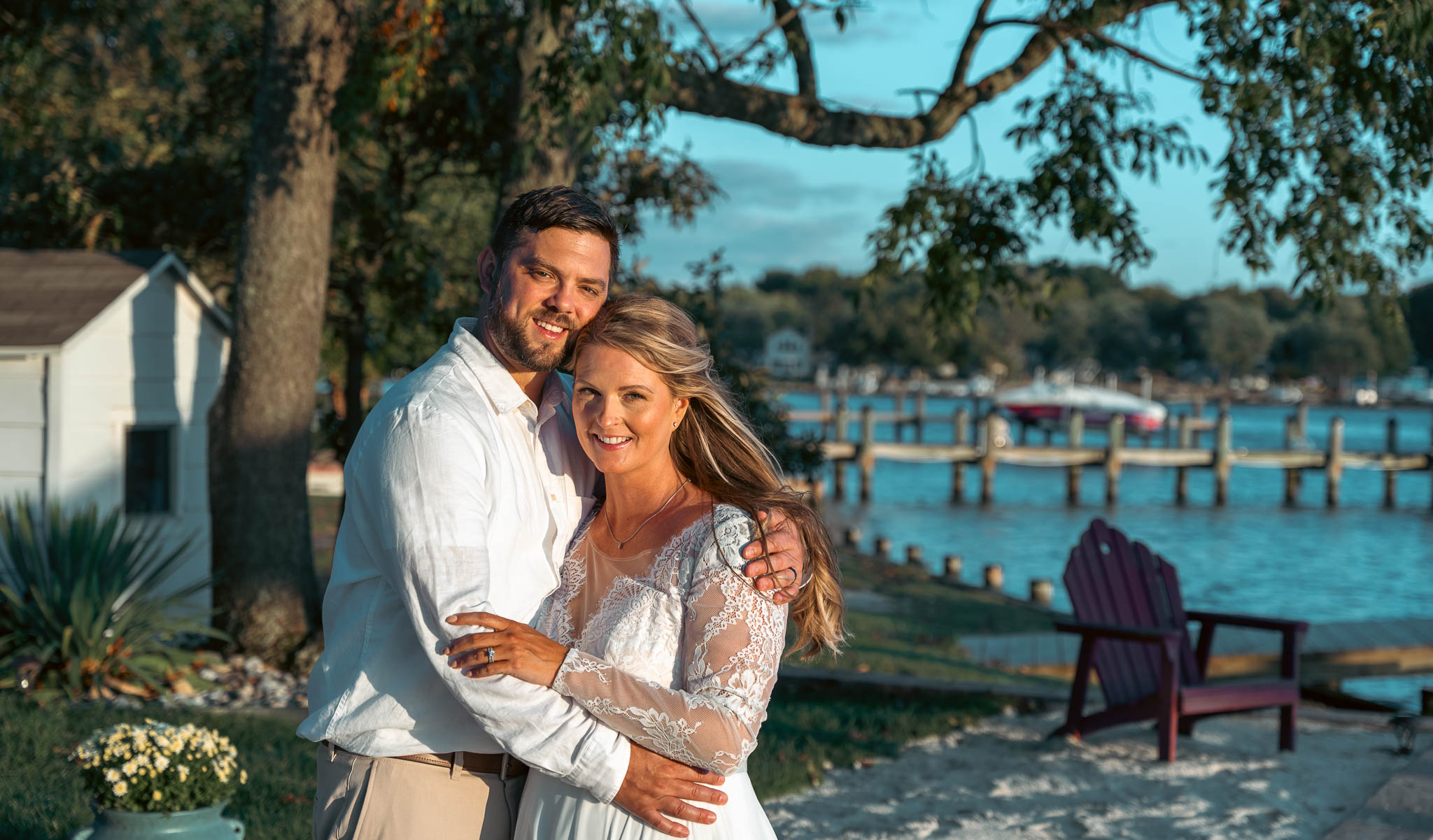 Getting ready at the house before the ceremony — backyard wedding in Annapolis, Maryland