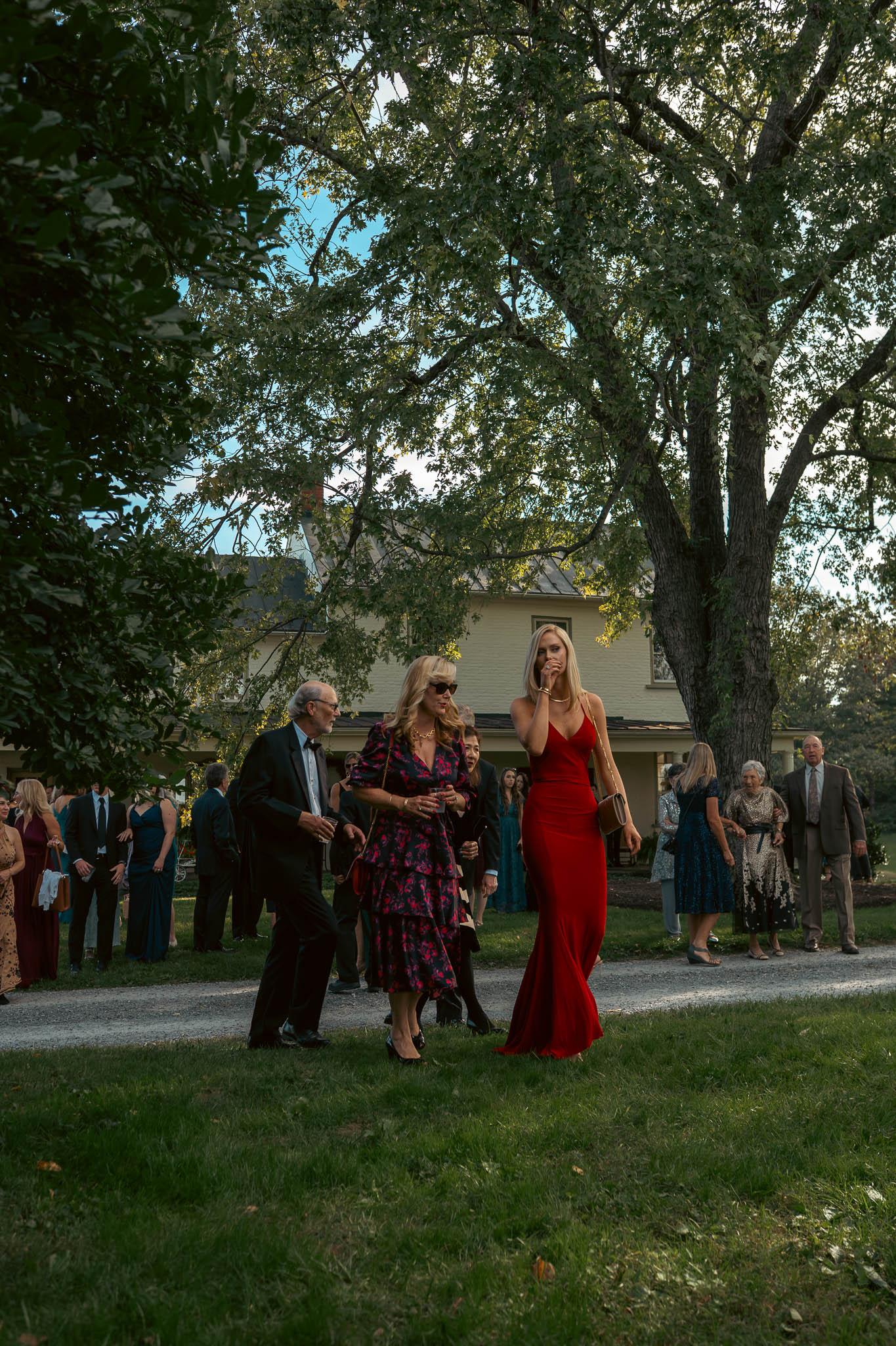 Guests arriving on the lawn before the ceremony — Sylvanside Farm wedding in Purcellville, Virginia