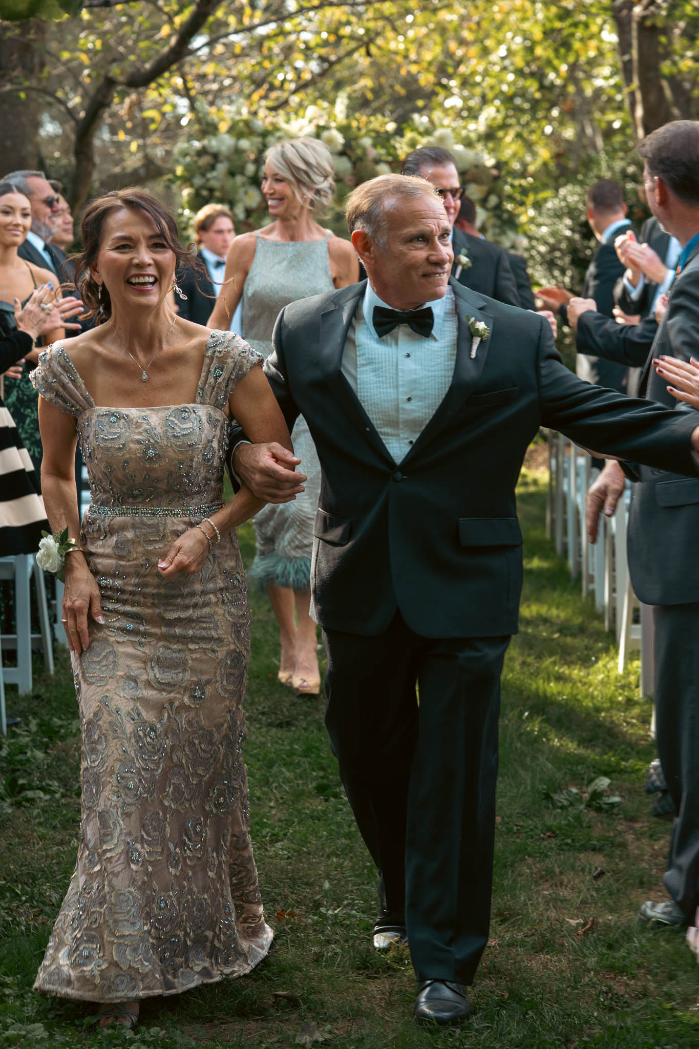 Bride and groom walking back up the aisle after the ceremony — Sylvanside Farm wedding in Purcellville, Virginia