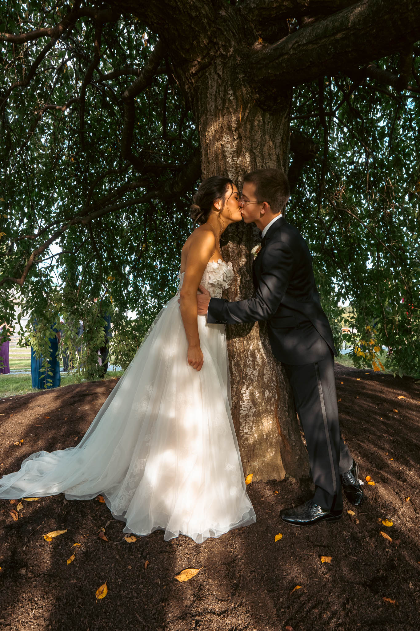 Couple portrait under the willow tree at golden hour — Sylvanside Farm wedding in Purcellville, Virginia