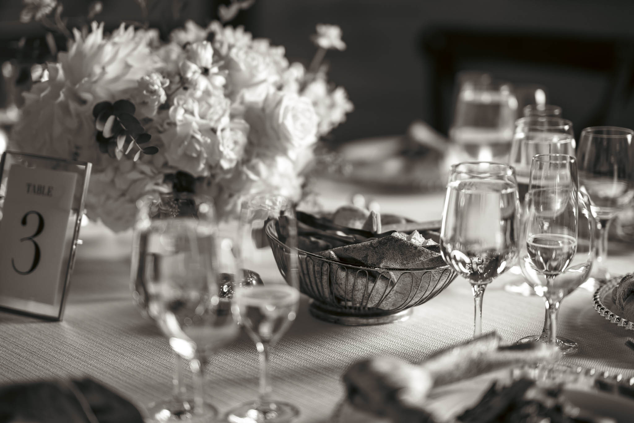 Reception table details in the timber-frame barn — Sylvanside Farm wedding in Purcellville, Virginia