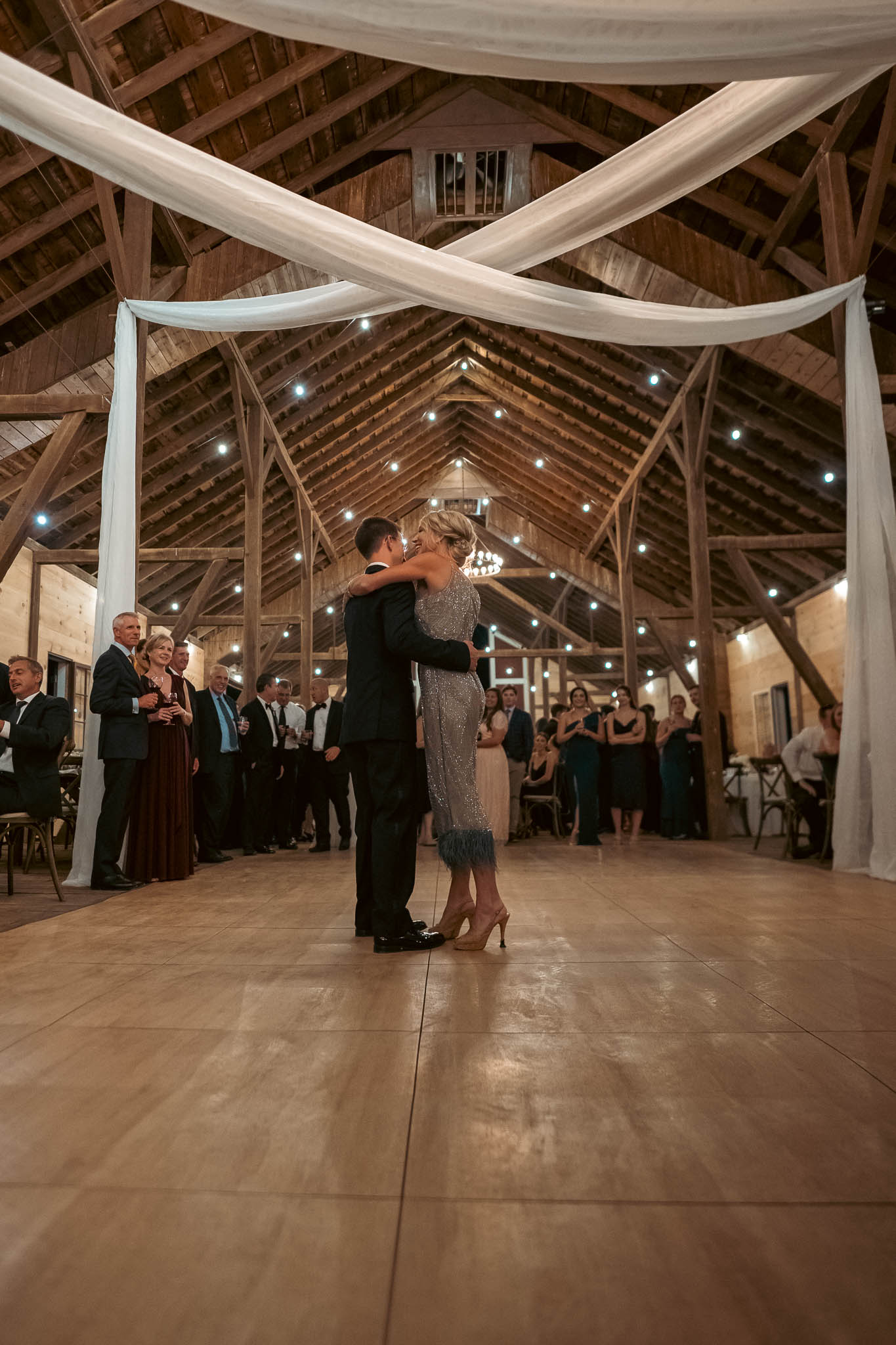 Father-daughter dance at the barn reception — Sylvanside Farm wedding in Purcellville, Virginia
