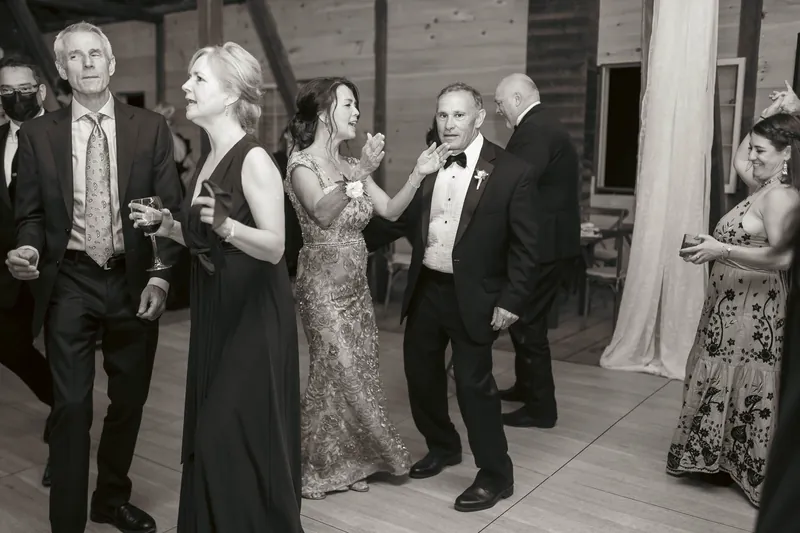 Dancing in the barn, black and white — Sylvanside Farm